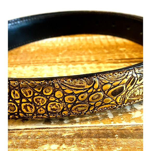 Vintage Nanni Goldtone Designer Belt Rhinestone Buckle Made in Italy Sz 85 US 34 - Picture 5 of 15